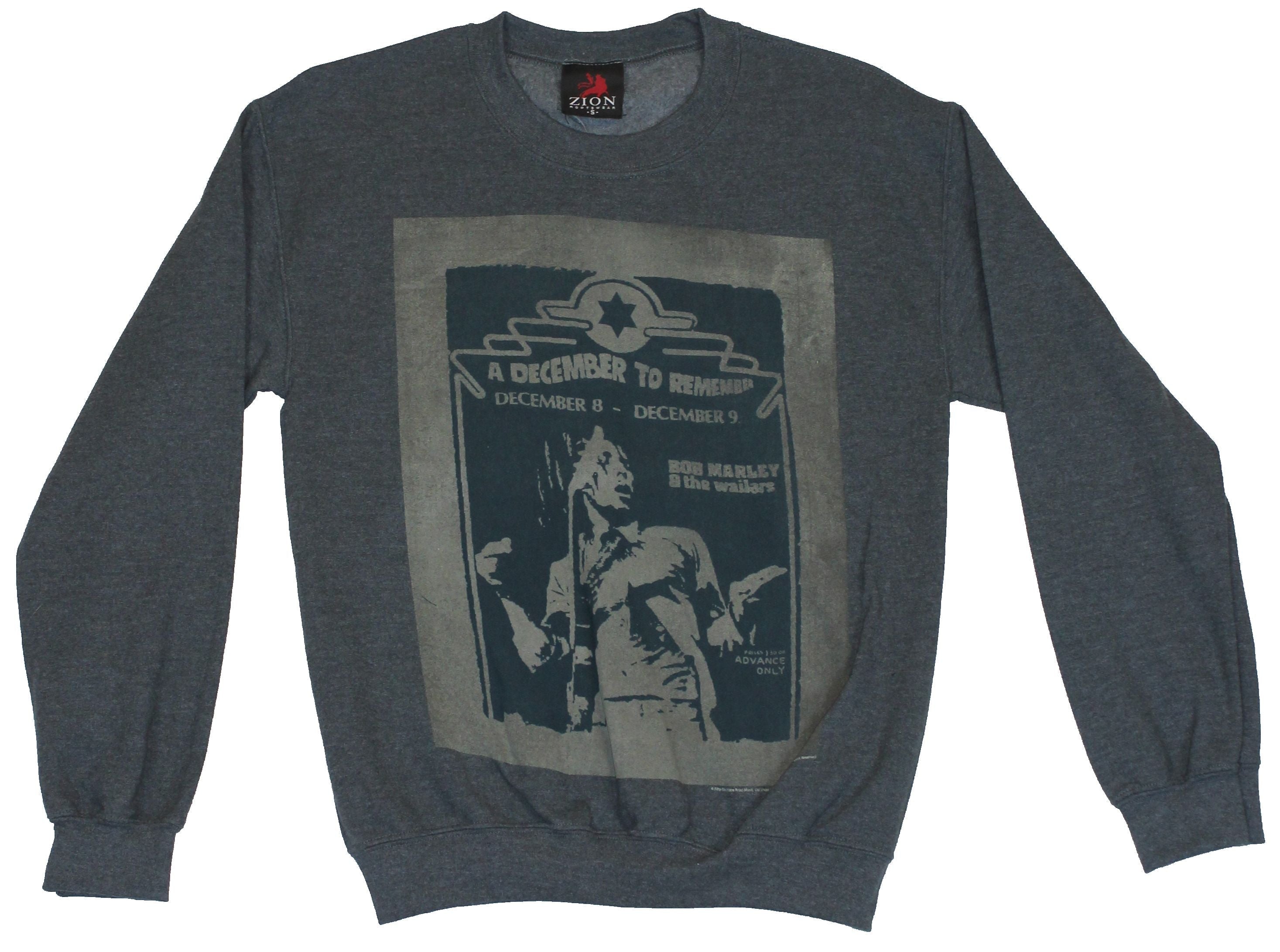 Bob Marley Crew Neck Sweatshirt -  "December To Remember" Woodcut Style Image T-Shirts, Hoodie | ZylaModa.com
