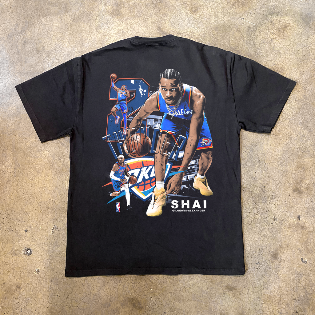 2025 SHAI G.A. 'THUNDER' FINALS HEAVY FADED BLACK T-SHIRT Hoodie, Sweatshirt | ZylaModa.com (Image 2)