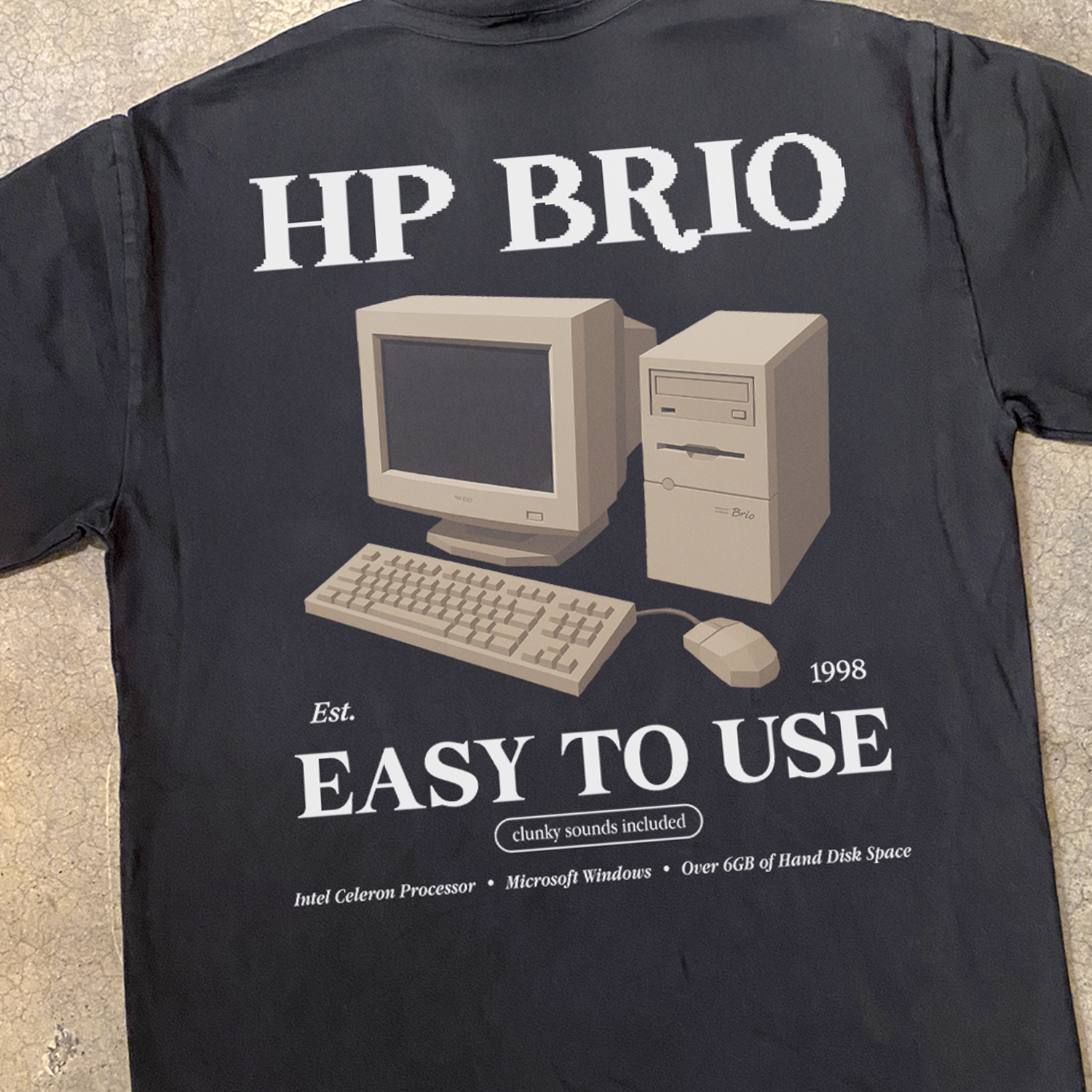 90s 'HP BRIO' RETRO COMPUTER HEAVY FADED TEE Hoodie, Sweatshirt | ZylaModa.com (Image 4)