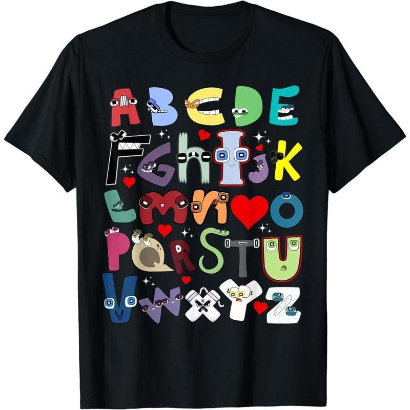 [100% Cotton] Cotton Short Sleeve Alphabet Lore A-Z I Love You Letter for kids Boys and Girls T-Shirt for Men Women...