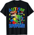 [100% Cotton] Dinosaur Rex Autism Is My Superpower Autism Awareness T-Shirt Hoodie, Sweatshirt | ZylaModa.com