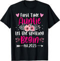 [100% Cotton] First Time Auntie Let The Spoiling Begin 2025 Baby Shower T-Shirt Hoodie, Sweatshirt | ZylaModa.com