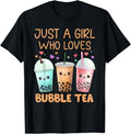 [100% Cotton] Just A Girl Who Loves Bubble Tea Cute Kawaii Boba Tea Girls T-Shirt Hoodie, Sweatshirt | ZylaModa.com