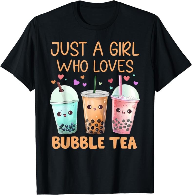 [100% Cotton] Just A Girl Who Loves Bubble Tea Cute Kawaii Boba Tea Girls T-Shirt Hoodie, Sweatshirt | ZylaModa.com
