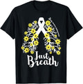 [100% Cotton] Just-Breathe Lung Cancer Awareness Support Ribbon Costume T-Shirt Hoodie, Sweatshirt | ZylaModa.com