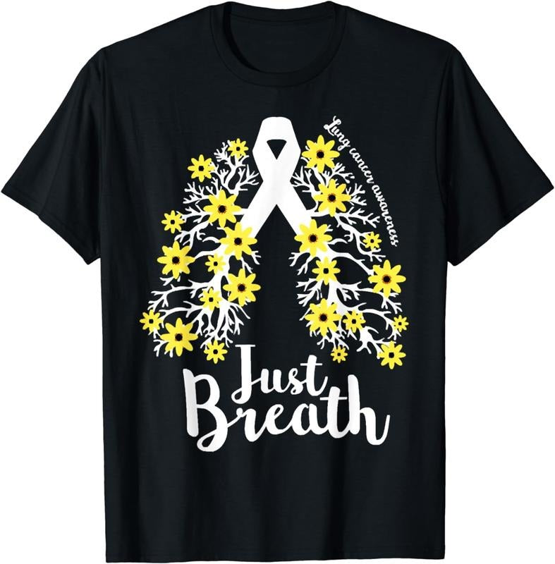 [100% Cotton] Just-Breathe Lung Cancer Awareness Support Ribbon Costume T-Shirt Hoodie, Sweatshirt | ZylaModa.com