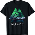 [100% Cotton] Norway Northern Lights Geometric Travel T-Shirt Black Hoodie, Sweatshirt | ZylaModa.com