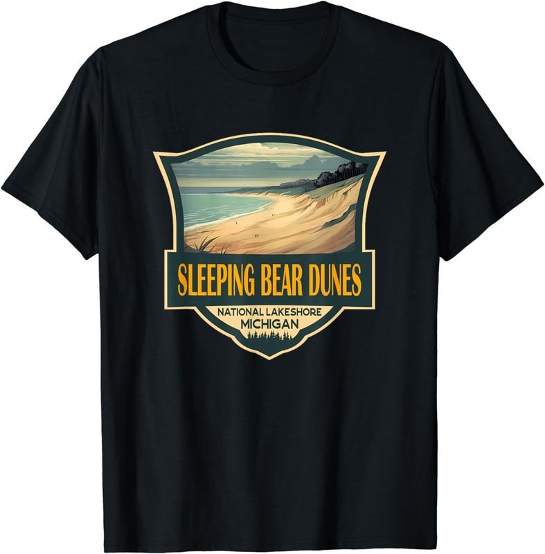 [100% Cotton] Sleeping Bear Dunes National Lakeshore Travel Retro Badge T-Shirt Hoodie, Sweatshirt | ZylaModa.com