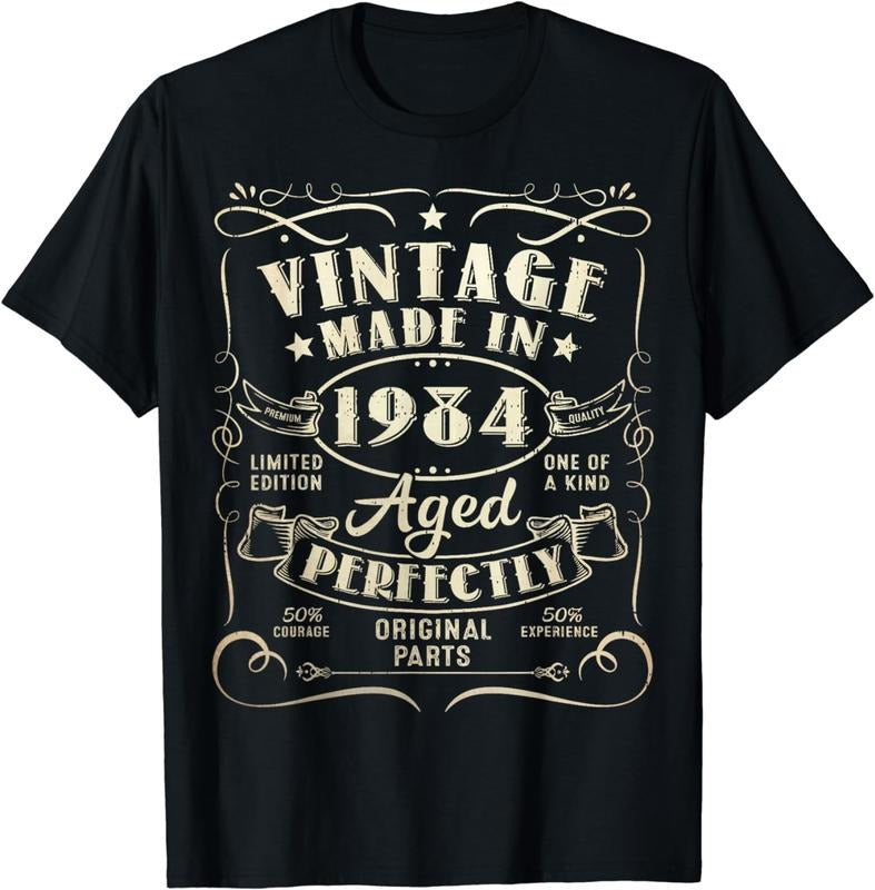 [100% Cotton] Vintage 40th Birthday Decorations Men Funny 1984 40 Birthday T-Shirt Hoodie, Sweatshirt | ZylaModa.com