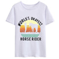 [100% Cotton] Women T-shirt Cool World's Okayest Horse Rider Print T-shirts Summer Fashion Casual Short Sleeve Round Neck...