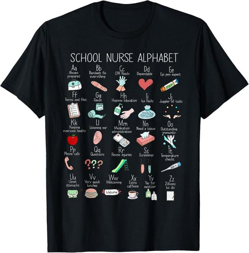 100% Cotton ABC School Nurse Alphabet Nurse Appreciation Nurse Educator T-Shirt Hoodie, Sweatshirt | ZylaModa.com