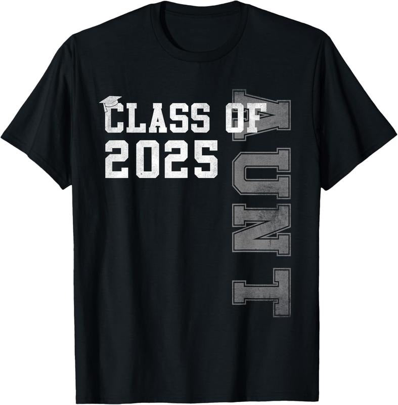 100% Cotton Aunt Senior 2025 Proud Auntie Of A Class Of 2025 Graduation T-Shirt Hoodie, Sweatshirt | ZylaModa.com
