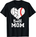 100% Cotton Ball Mom Heart Funny Baseball Volleyball Mom T-Shirt Hoodie, Sweatshirt | ZylaModa.com