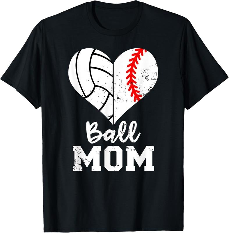 100% Cotton Ball Mom Heart Funny Baseball Volleyball Mom T-Shirt Hoodie, Sweatshirt | ZylaModa.com
