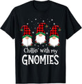 100% Cotton Chillin' With My Gnomies Buffalo Red Plaid Christmas Gnome T-Shirt Hoodie, Sweatshirt | ZylaModa.com