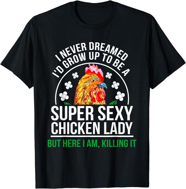 [100% Cotton]Funny Crazy Chicken Farmer Lady Women T-Shirt Hoodie, Sweatshirt | ZylaModa.com