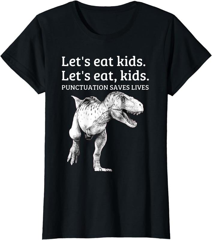 [100% Cotton]Funny Let's Eat Kids Punctuation Saves Lives Grammar T Shirt Hoodie, Sweatshirt | ZylaModa.com