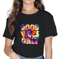 [100% Cotton]Good Vibes Fashion Short Sleeve Casual Round Neck Positive Vibes Only T-Shirt Hoodie, Sweatshirt | ZylaModa.com