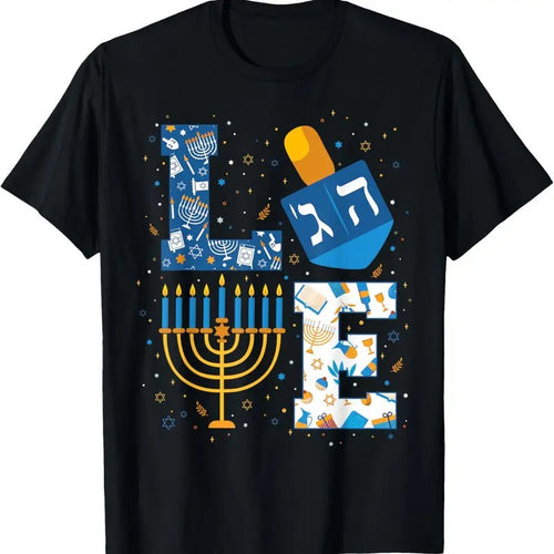 100% Cotton Hanukkah love with menorah for jewish christmas holiday T-Shirt Hoodie, Sweatshirt | ZylaModa.com