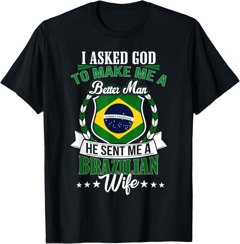 100% Cotton I Love my Brazilian Wife Anniversary T-Shirt for Husband T-Shirt Hoodie, Sweatshirt | ZylaModa.com