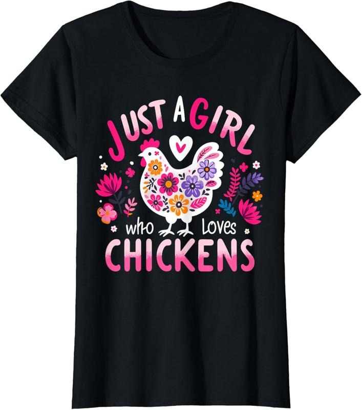 100% Cotton Just A Girl Who Loves Chickens Funny Chicken T-Shirt Hoodie, Sweatshirt | ZylaModa.com