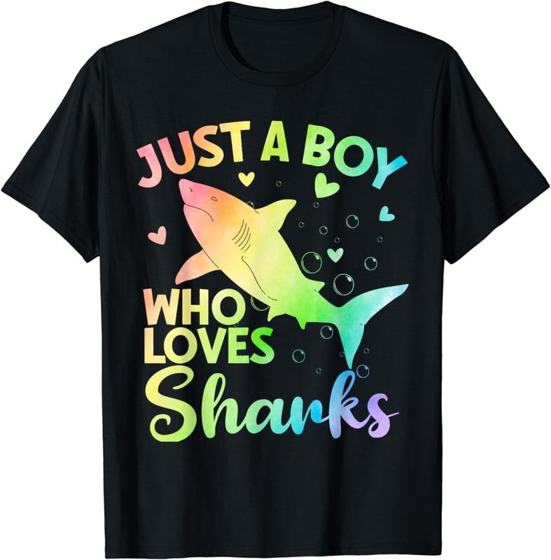 [100% Cotton]Just a Boy Who Loves Sharks Cute Shark Lover Boys T-Shirt Hoodie, Sweatshirt | ZylaModa.com