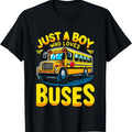 100% Cotton Just a Boy who loves Buses School Bus T-Shirt Hoodie, Sweatshirt | ZylaModa.com