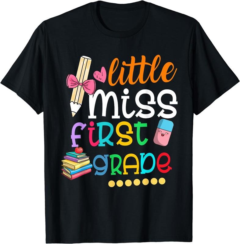 [100% Cotton]Kids Little Miss First Grade Shirt Back To School 1st Grader T-Shirt Hoodie, Sweatshirt | ZylaModa.com