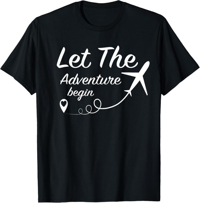 100% Cotton Let The Adventure Begin - Love Travel Airplane Traveling T-Shirt Hoodie, Sweatshirt | ZylaModa.com