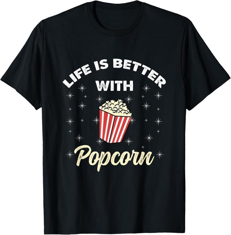 100% Cotton Life Is Better With Popcorn T-Shirt Hoodie, Sweatshirt | ZylaModa.com