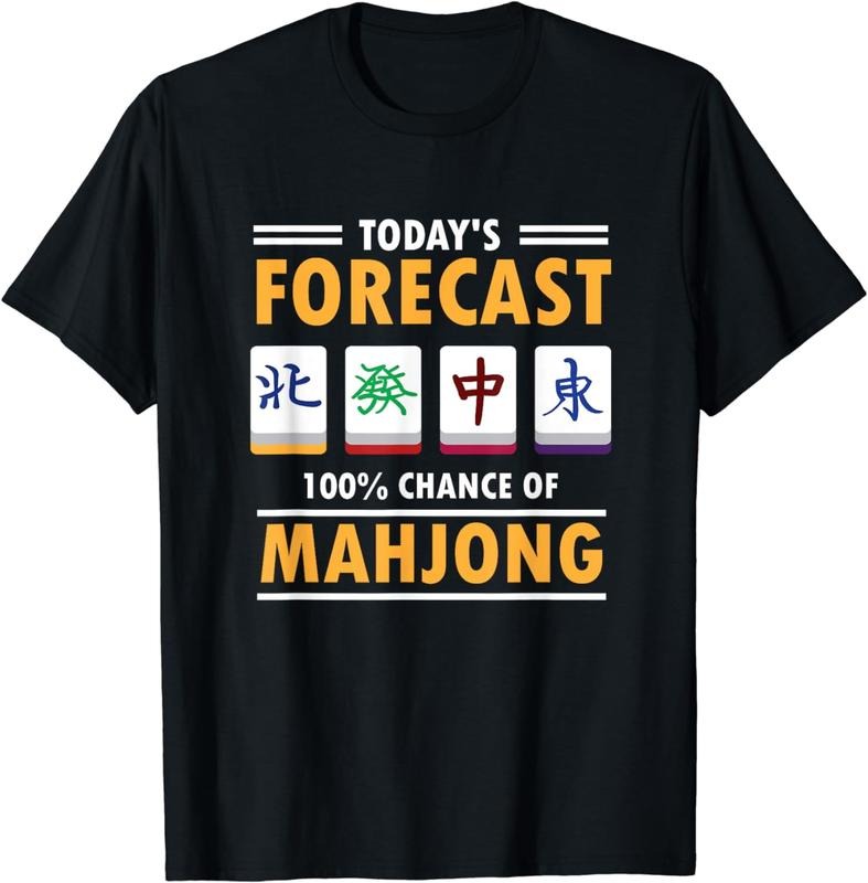 [100% Cotton]Mah Jong Forecast 100% Chance Of Mahjong T-Shirt Hoodie, Sweatshirt | ZylaModa.com