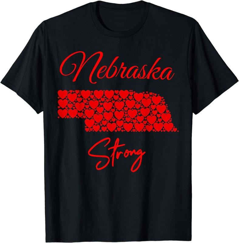 [100% Cotton]Men's Women's Nebraska-Strong T-Shirt Red Hearts Map Shirt Hoodie, Sweatshirt | ZylaModa.com