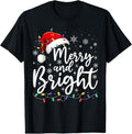 100% Cotton Merry and Bright Christmas Lights Santa Men Women Boys Girls T-Shirt Hoodie, Sweatshirt | ZylaModa.com