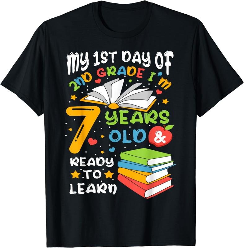 [100% Cotton]My First Day Of 2nd Grade 7 Years old Back to School T-Shirt Hoodie, Sweatshirt | ZylaModa.com