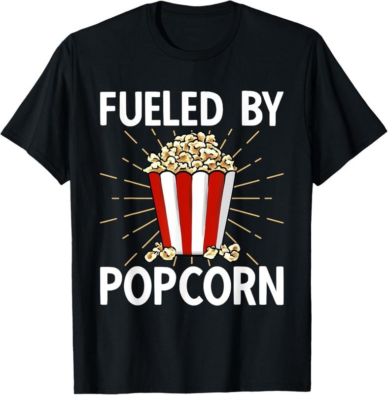 100% Cotton Popcorn Lover Movie Night Snack Fueled By Popcorn T-Shirt Hoodie, Sweatshirt | ZylaModa.com