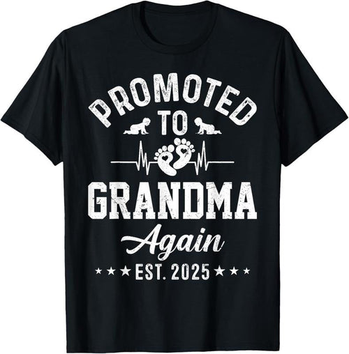 100% Cotton Promoted To Grandma Again Est 2025 Pregnancy Announcement T-Shirt Hoodie, Sweatshirt | ZylaModa.com