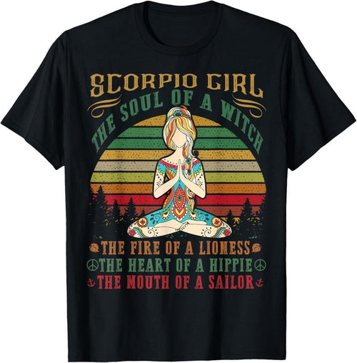100% Cotton Scorpio Girl Tshirt for Yoga Black Women Birthday Gifts T-Shirt Hoodie, Sweatshirt | ZylaModa.com