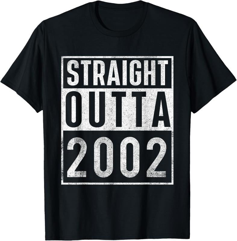 100% Cotton Straight Outta 2002 Year Of Birth Birthday T-Shirt Hoodie, Sweatshirt | ZylaModa.com