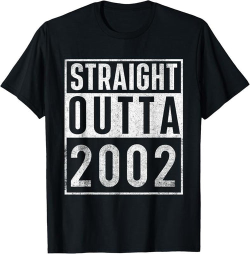 100% Cotton Straight Outta 2002 Year Of Birth Birthday T-Shirt Hoodie, Sweatshirt | ZylaModa.com