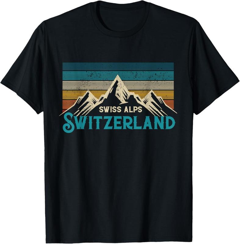 100% Cotton Switzerland Alps Vintage Mountains Swiss Souvenir Gift T-Shirt Hoodie, Sweatshirt | ZylaModa.com