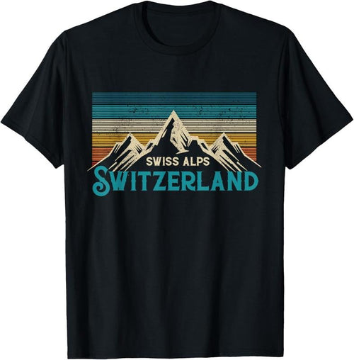 100% Cotton Switzerland Alps Vintage Mountains Swiss Souvenir Gift T-Shirt Hoodie, Sweatshirt | ZylaModa.com