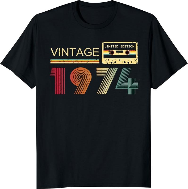[100% Cotton]Vintage 1974 T Shirts for Men 50th Birthday Gifts for Men Dad Fathers Day Birthday Gifts for Husband Friend...