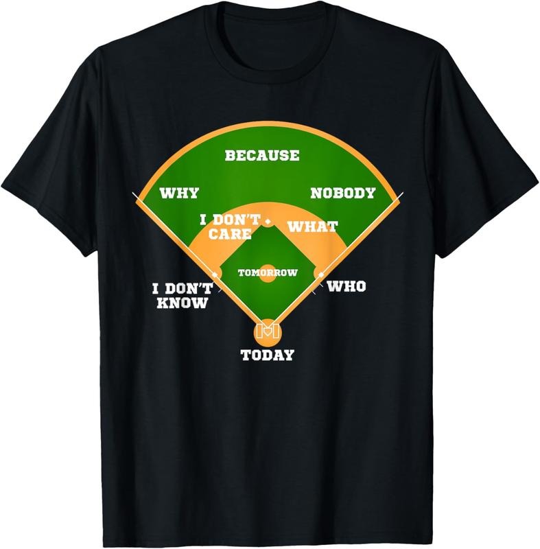 100% Cotton Who's on First? Baseball Diamond Fielding Card T-Shirt Hoodie, Sweatshirt | ZylaModa.com