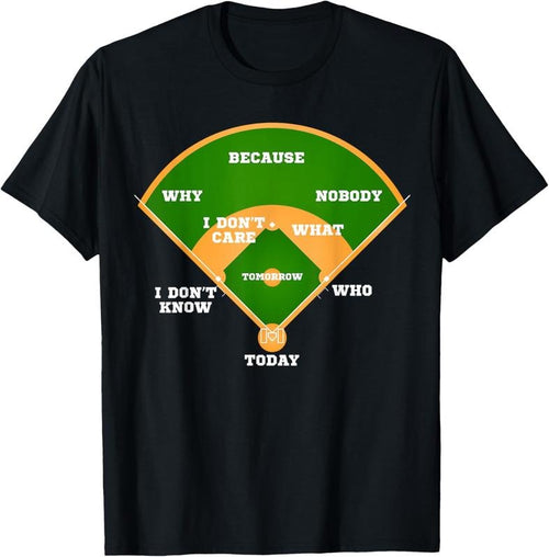 100% Cotton Who's on First? Baseball Diamond Fielding Card T-Shirt Hoodie, Sweatshirt | ZylaModa.com