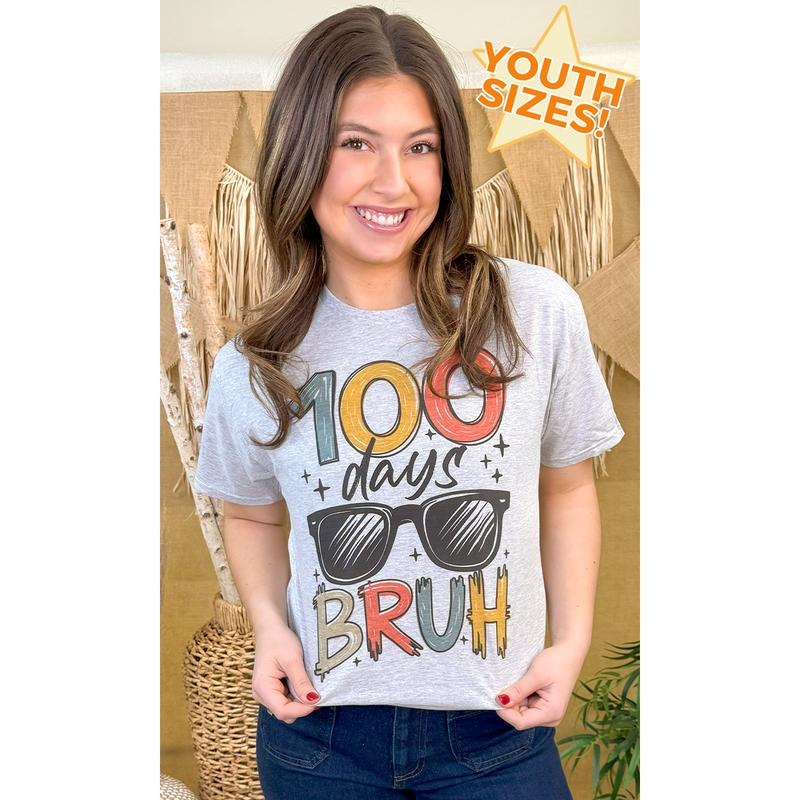 100 Days Brighter Bruh School Graphic T-Shirt Hoodie, Sweatshirt | ZylaModa.com
