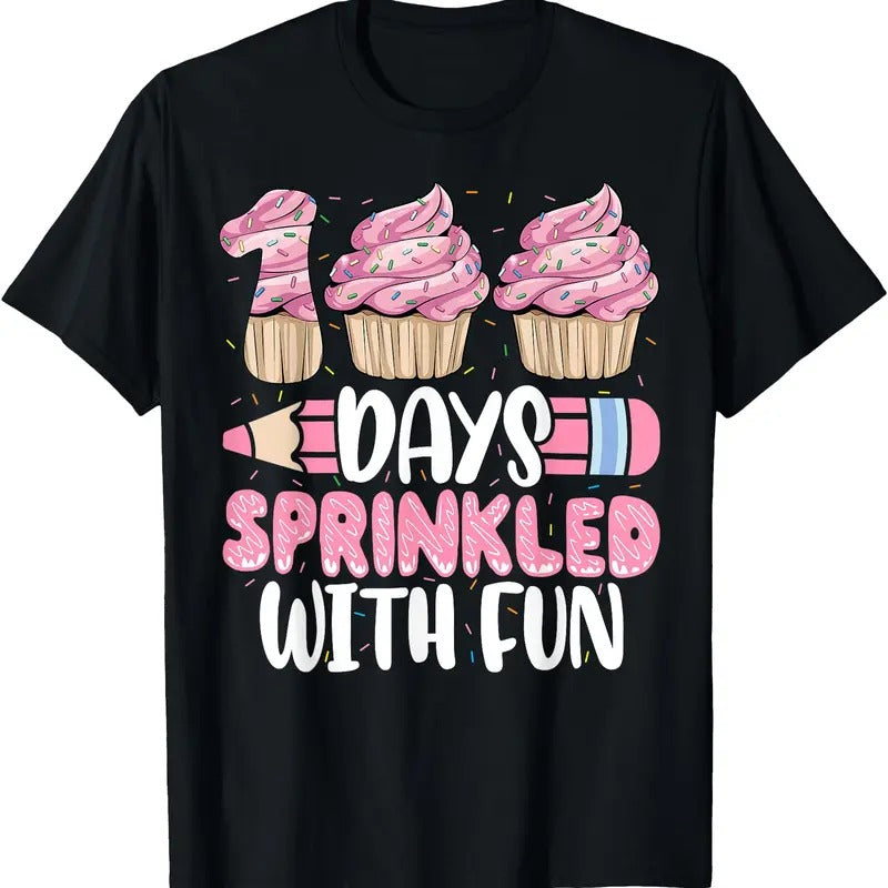 100 Days Sprinkled With Fun Cupcake 100th Day Of School Girl T-Shirt Hoodie, Sweatshirt | ZylaModa.com