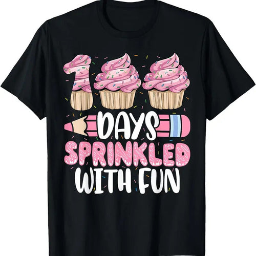 100 Days Sprinkled With Fun Cupcake 100th Day Of School Girl T-Shirt Hoodie, Sweatshirt | ZylaModa.com