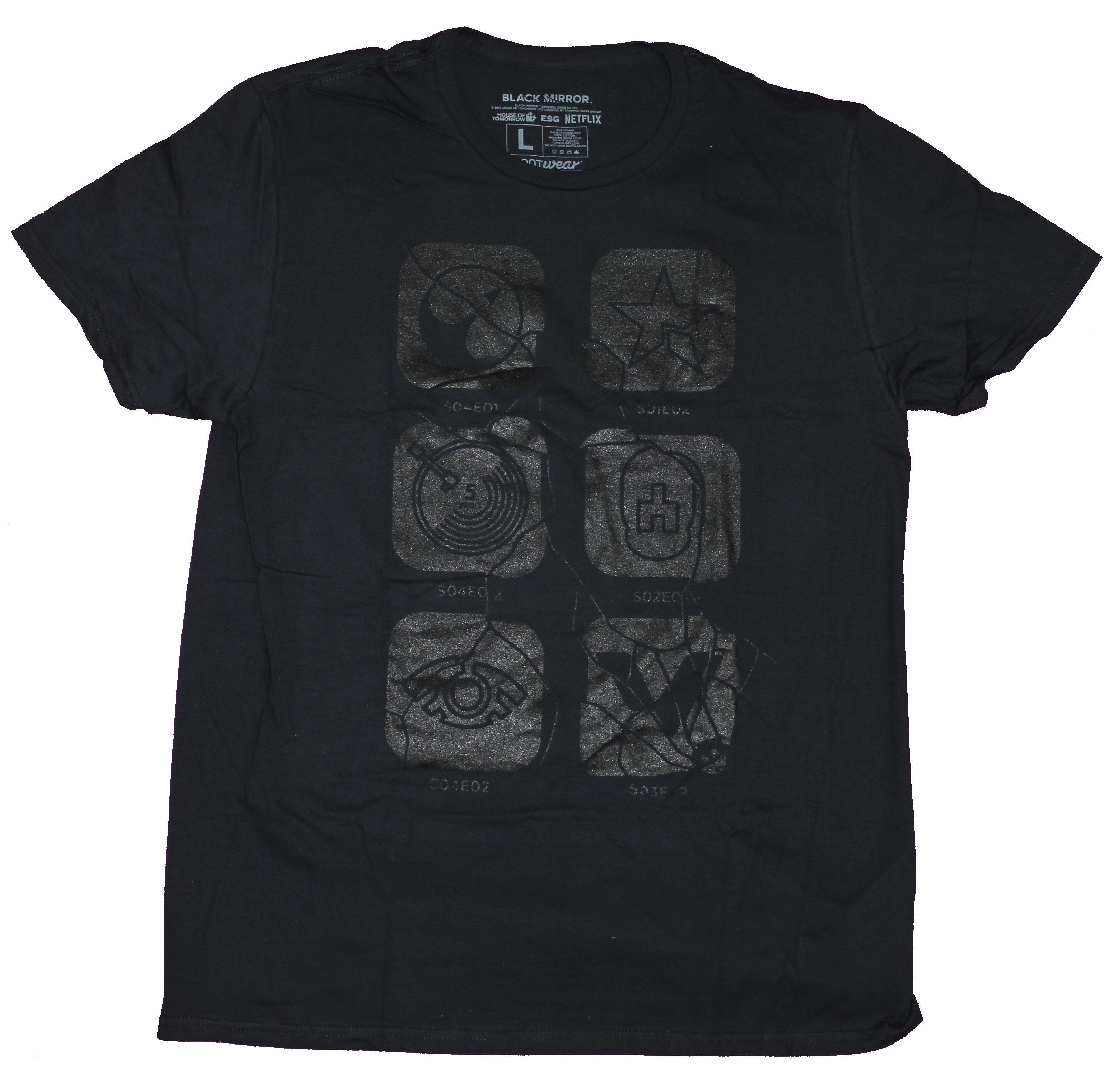 Black Mirror Mens T-Shirt- House of Tomorrow Black on Black Symbols Hoodie, Sweatshirt | ZylaModa.com