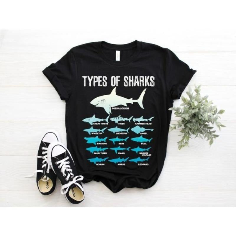 16 Types of Sharks T-Shirt, Marine Biology, Shark Week, Shark Tank Shirts, Shark Bite T Shirt, Left Shark Shirt, Shark...