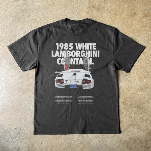 '1985 LAMBORGHINI COUNTACH' HEAVYWEIGHT BLACK T-SHIRT Hoodie, Sweatshirt | ZylaModa.com (Image 1)